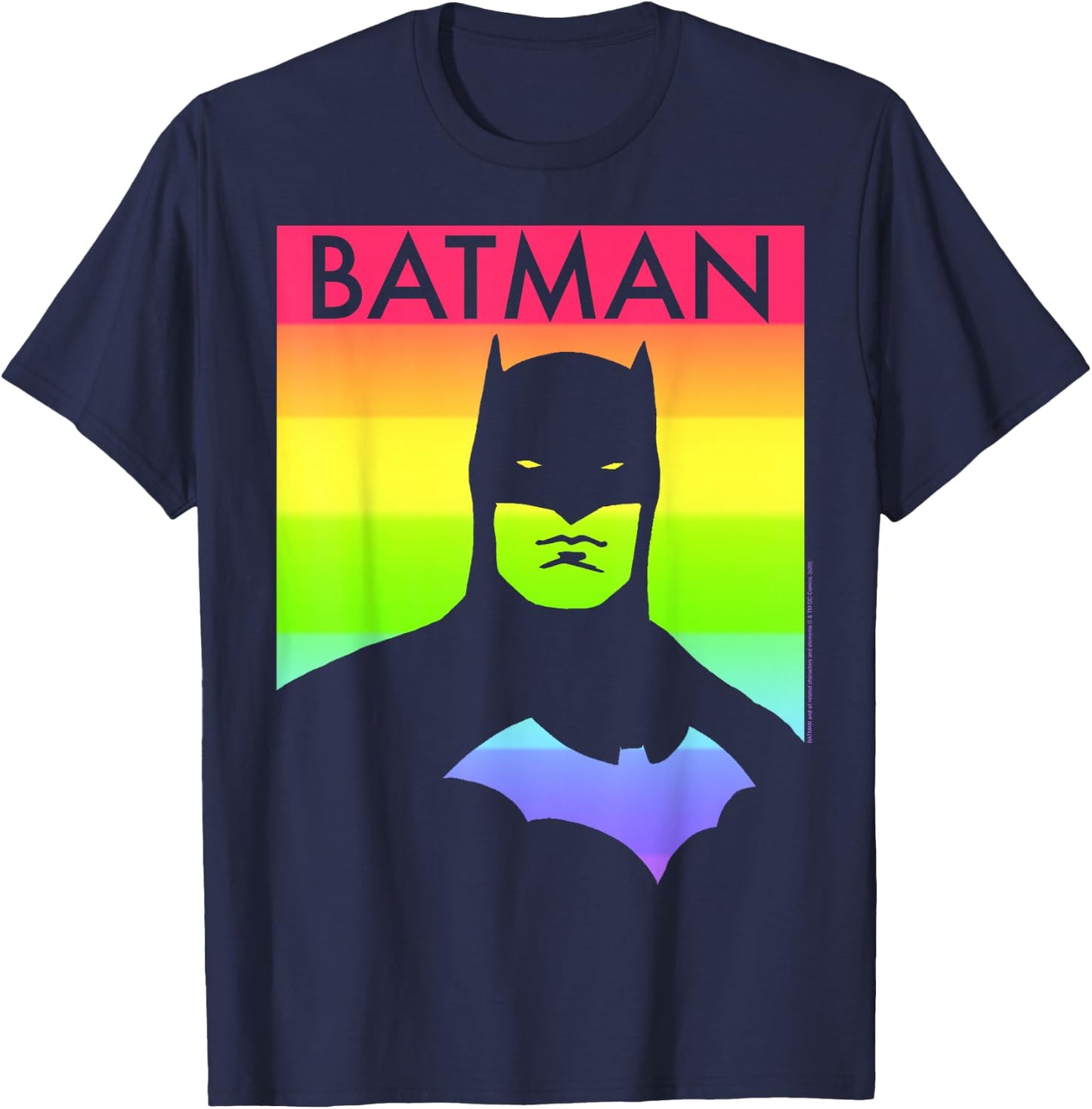 DC Comics Pride Batman Rainbow Poster T-Shirt - T-Shirt | Navy