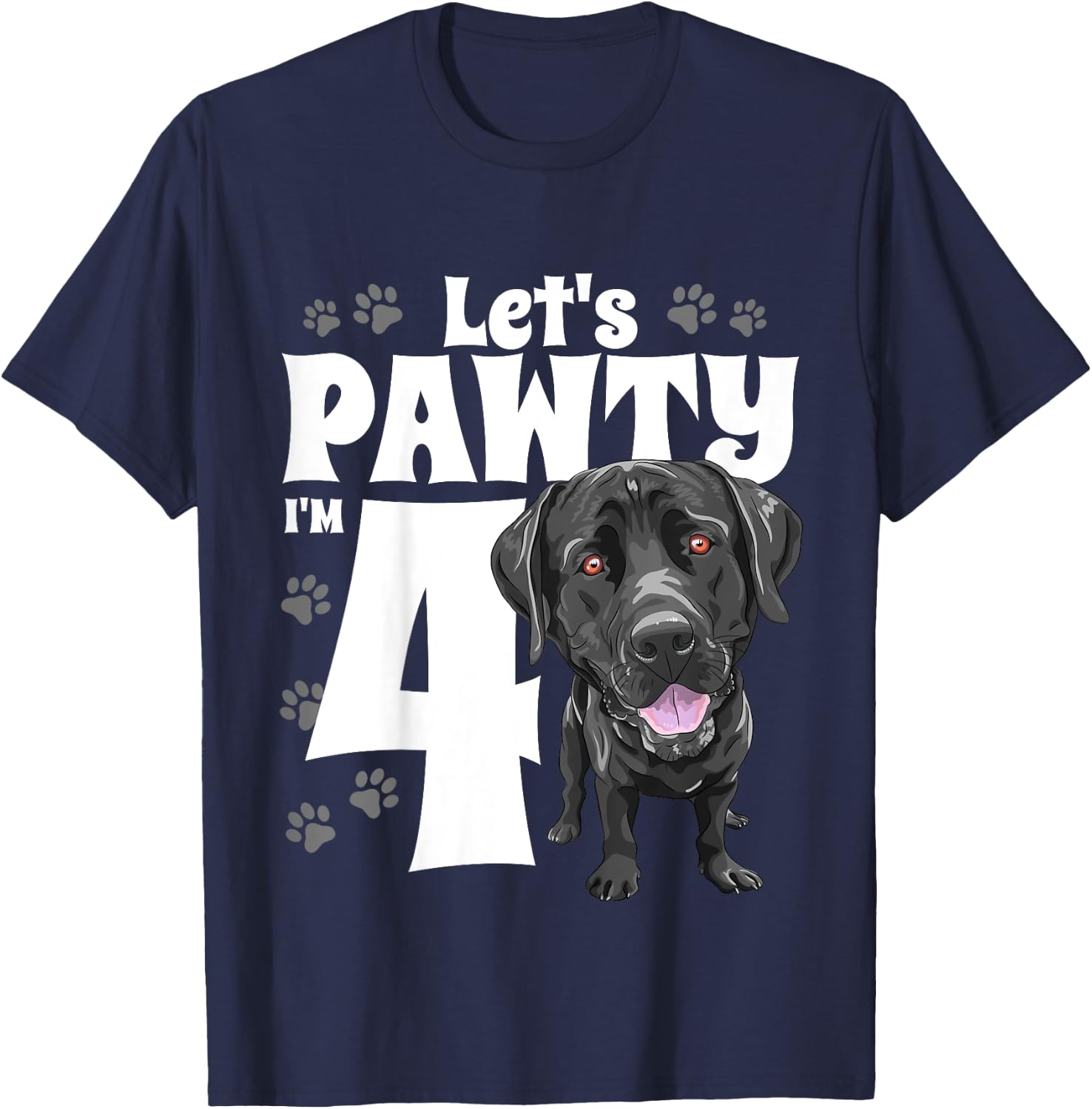 4 Year Old Black Lab Dog Birthday Pawty Labrador 4th Gift T-Shirt - T-Shirt | Navy