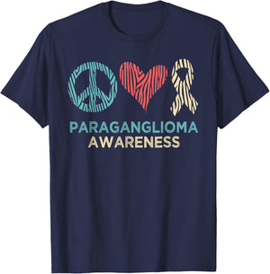 Paraganglioma Awareness Zebra Stripes Vintage Retro Pattern T-Shirt - T-Shirt | Navy