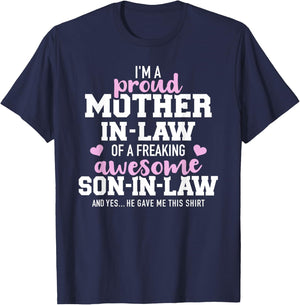 Proud mother-in-law of a great son-in-law T-Shirt - T-Shirt | Navy