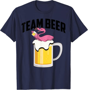 Cool Team Beer Funny Flamingo Bird Alcohol Drinker Fan Gift T-Shirt - T-Shirt | Navy