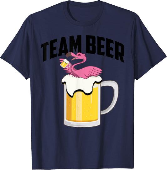 Cool Team Beer Funny Flamingo Bird Alcohol Drinker Fan Gift T-Shirt - T-Shirt | Navy