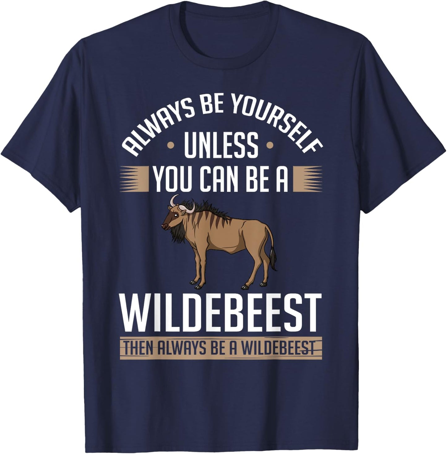Blue Wildebeest Gnu Animal Antelope T-Shirt - T-Shirt | Navy