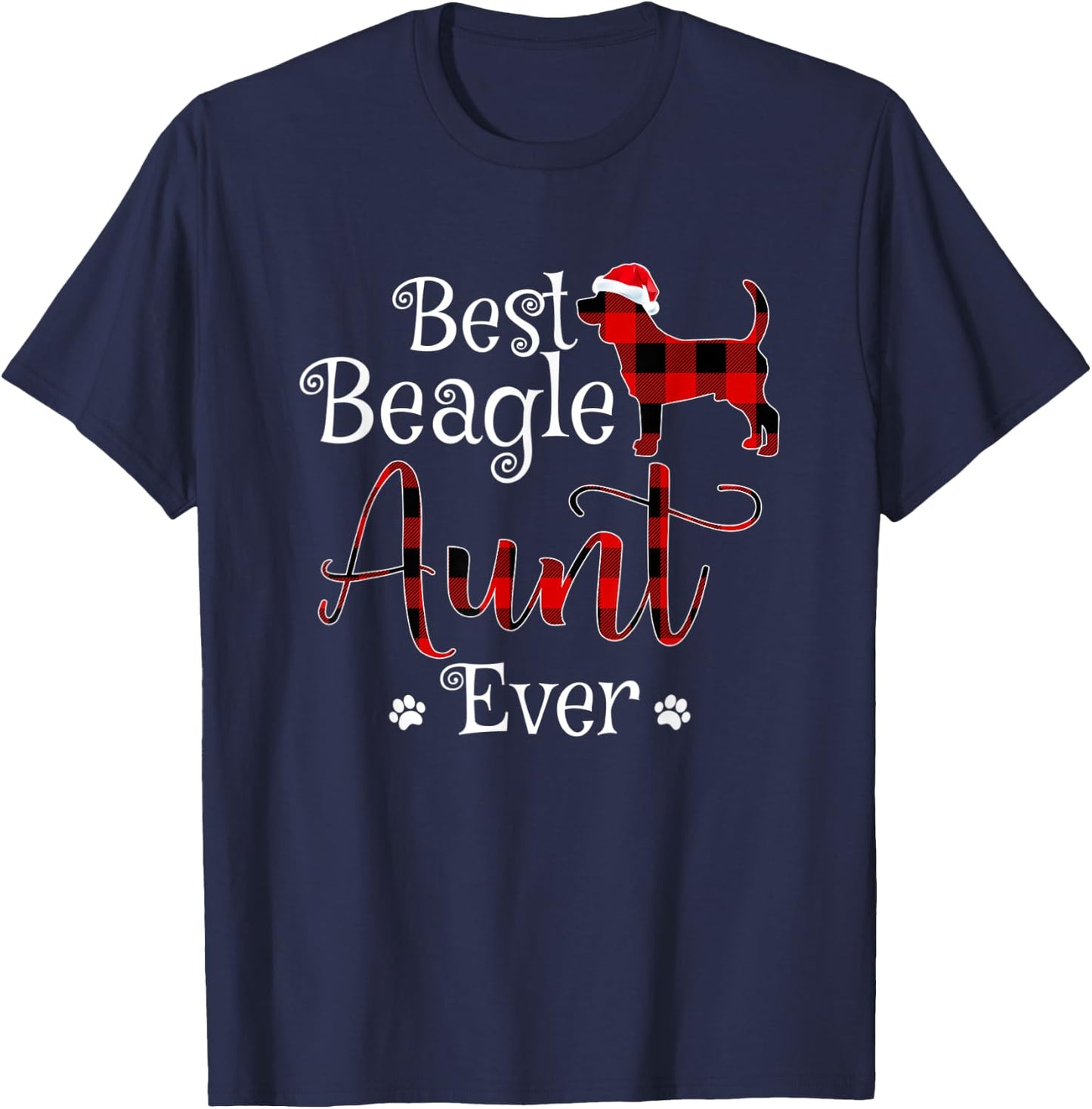 Best Beagle Aunt Ever plaid Christmas Gift T-Shirt - T-Shirt | Navy