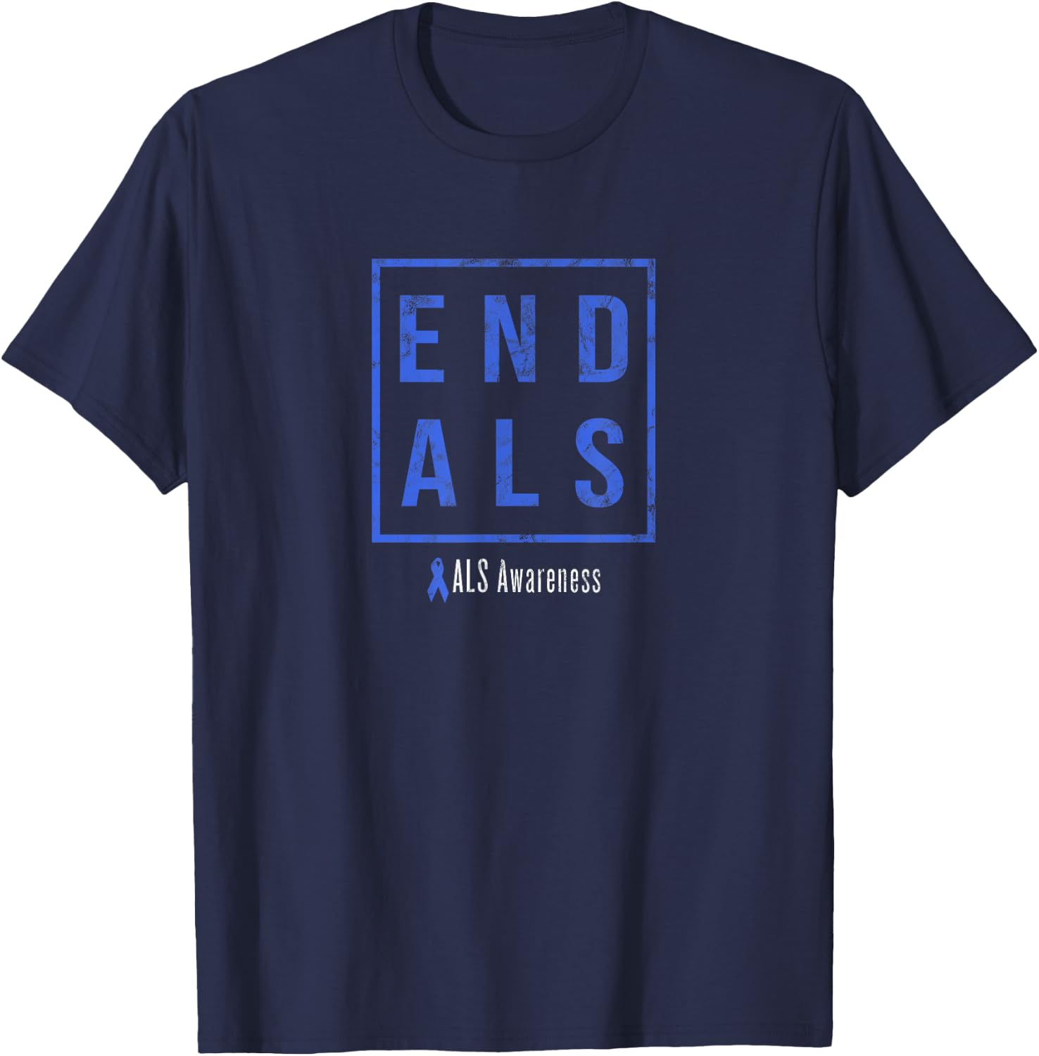 END ALS, Distressed ALS Awareness T-Shirt - T-Shirt | Navy