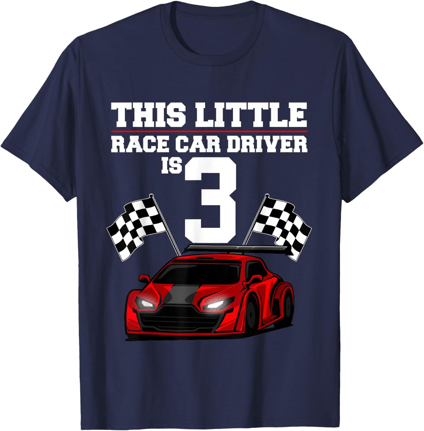Funny 3rd Birthday Gift Boys 3 Years Old Race Car Drivers T-Shirt - T-Shirt | Navy