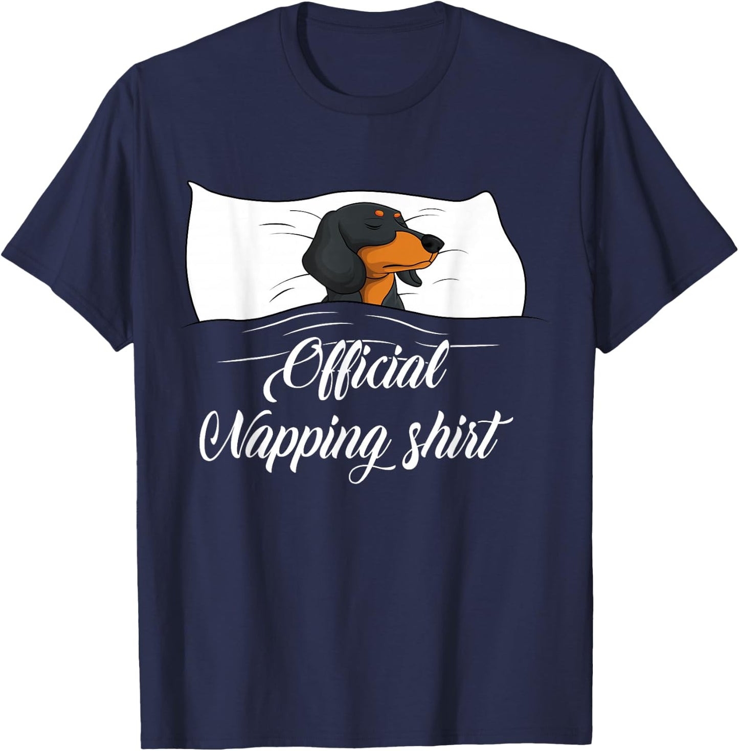 Sleeping Dachshund Pyjamas Dog Lover Gift Official Napping T-Shirt - T-Shirt | Navy