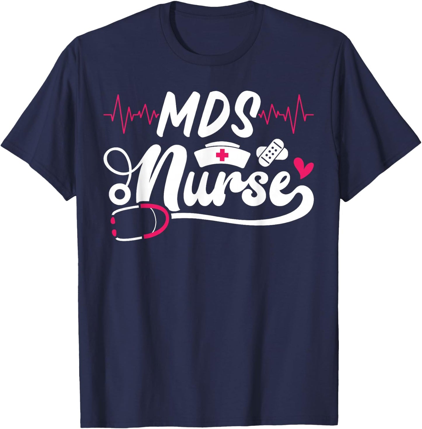 Cute MDS Nurse Stethoscope T-Shirt - T-Shirt | Navy
