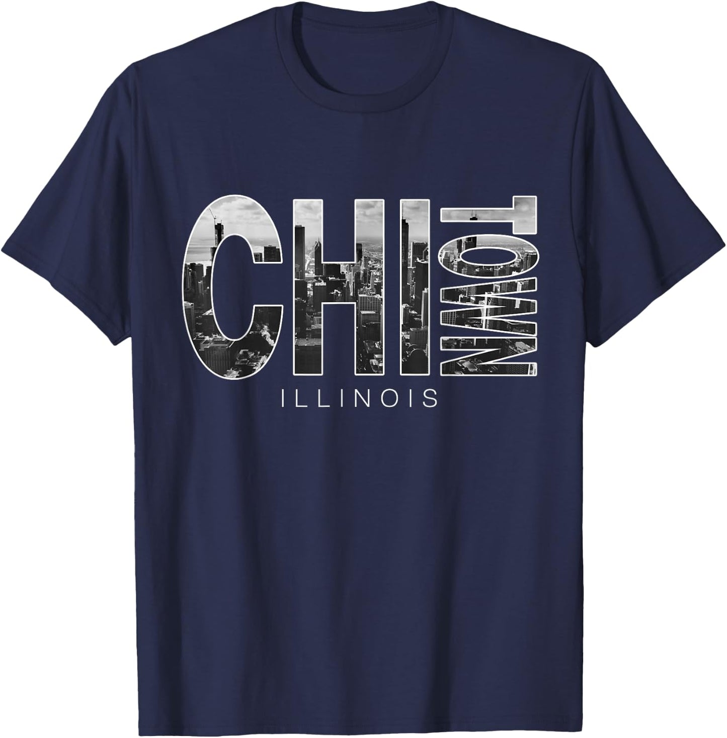 Illinois Chicago Skyline Chi Town T-Shirt - T-Shirt | Navy