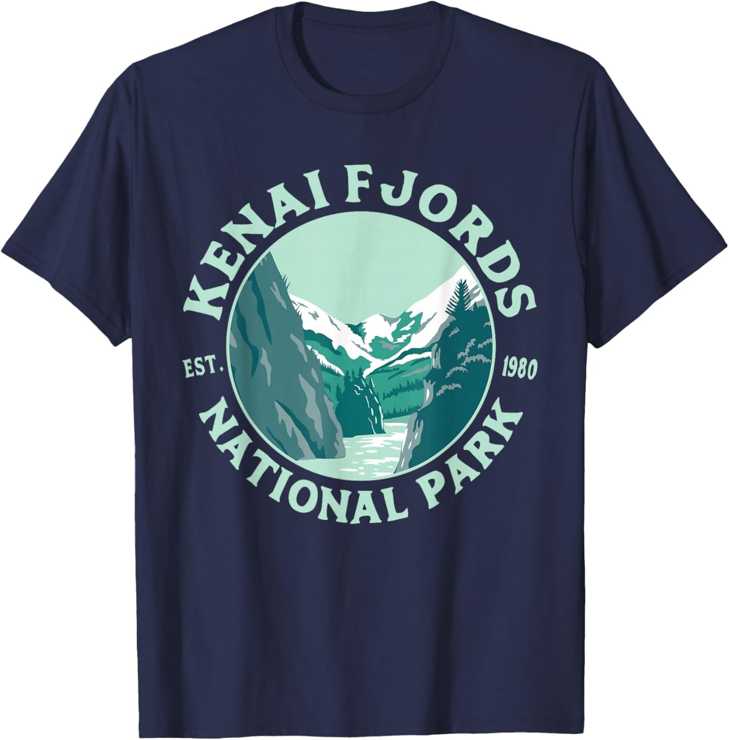 Vintage Kenai Fjords National Park AK Alaska Hiking Camping T-Shirt - T-Shirt | Navy