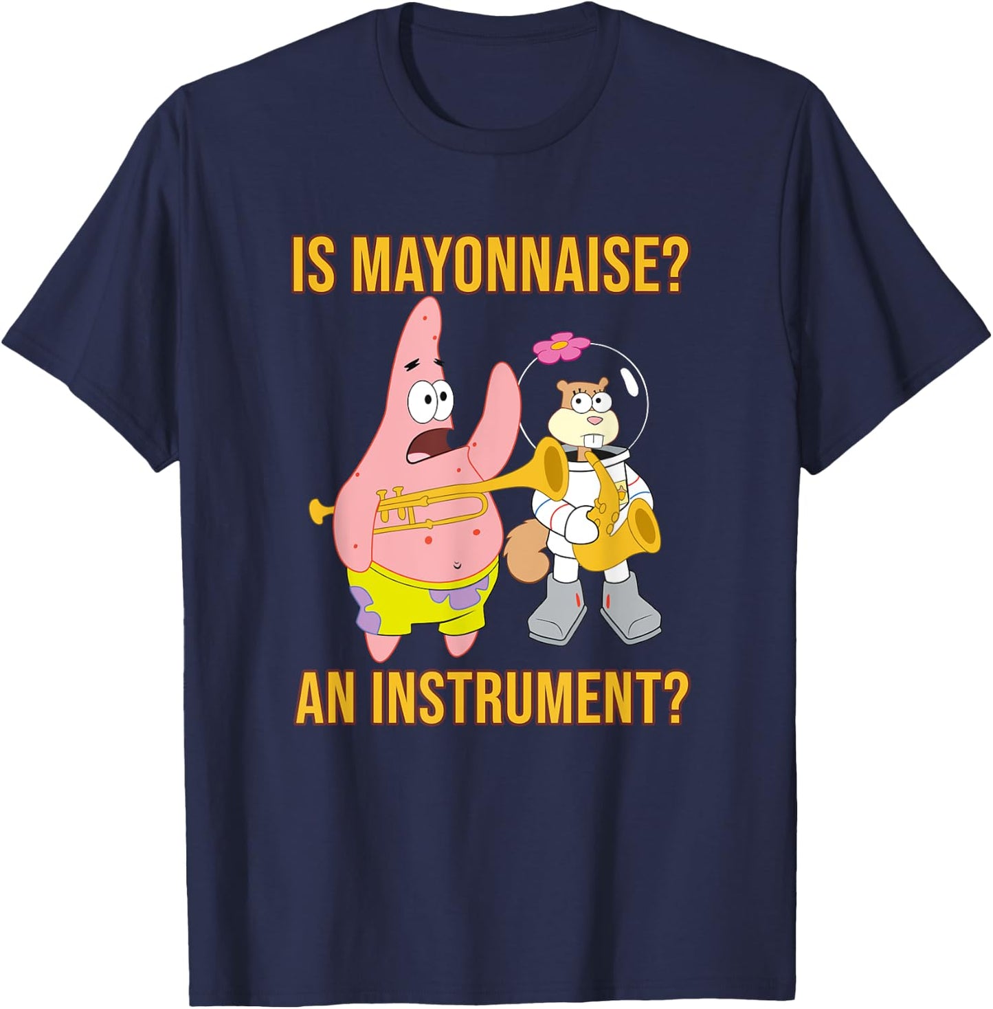 Mademark x SpongeBob SquarePants - Patrick & Sandy - Is Mayonnaise an Instrument? T-Shirt - T-Shirt | Navy