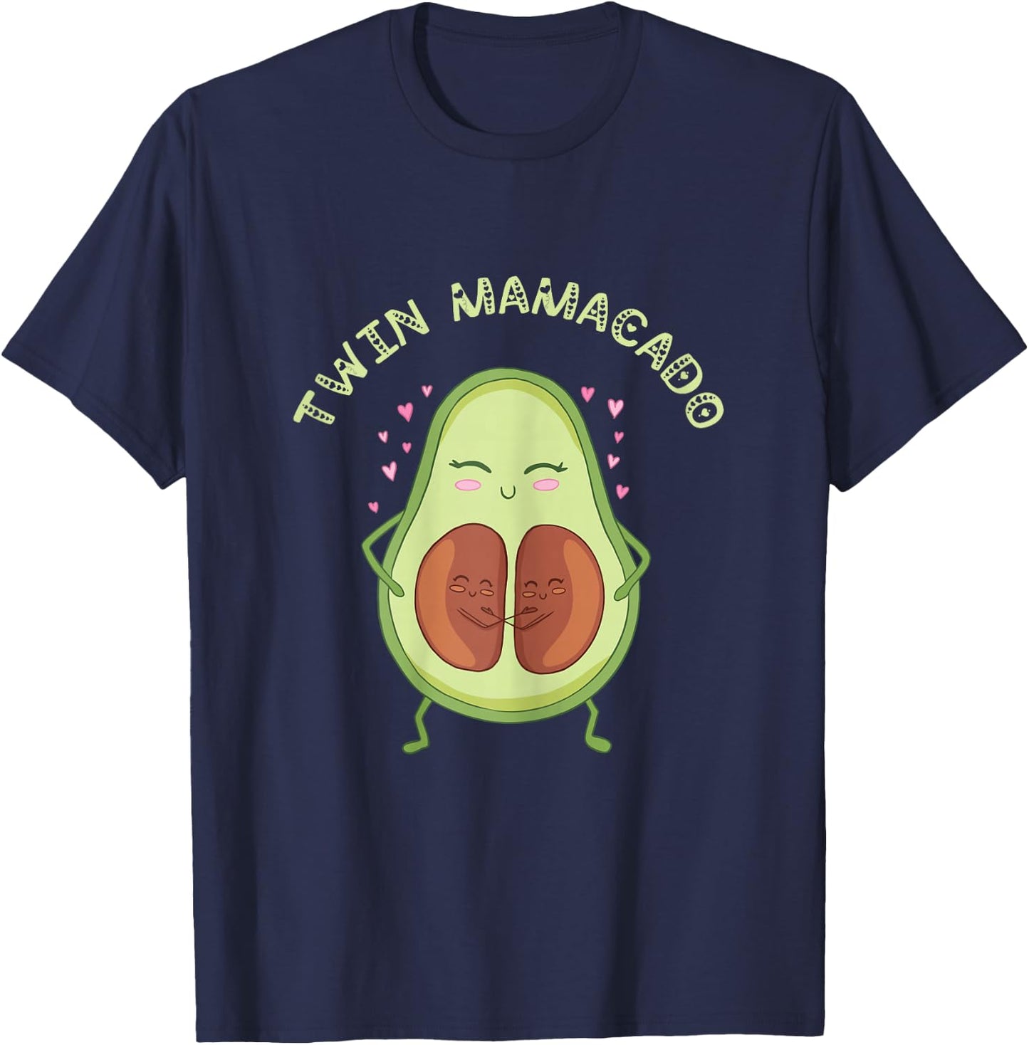 Twin Mamacado Cute Avocado Mama Fruit Pregnancy Pregnant Mom T-Shirt - T-Shirt | Navy