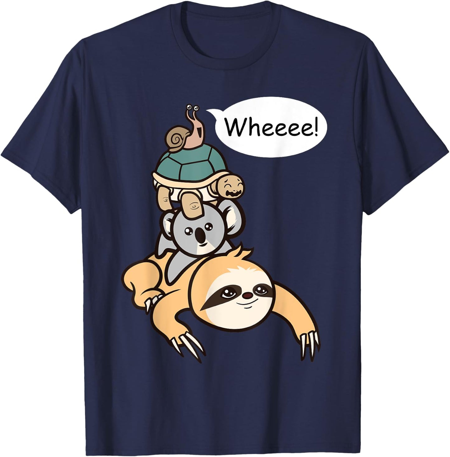 Funny Slow Moving Sloth Turtle Koala Snail Family Race T-Shirt - T-Shirt | Navy