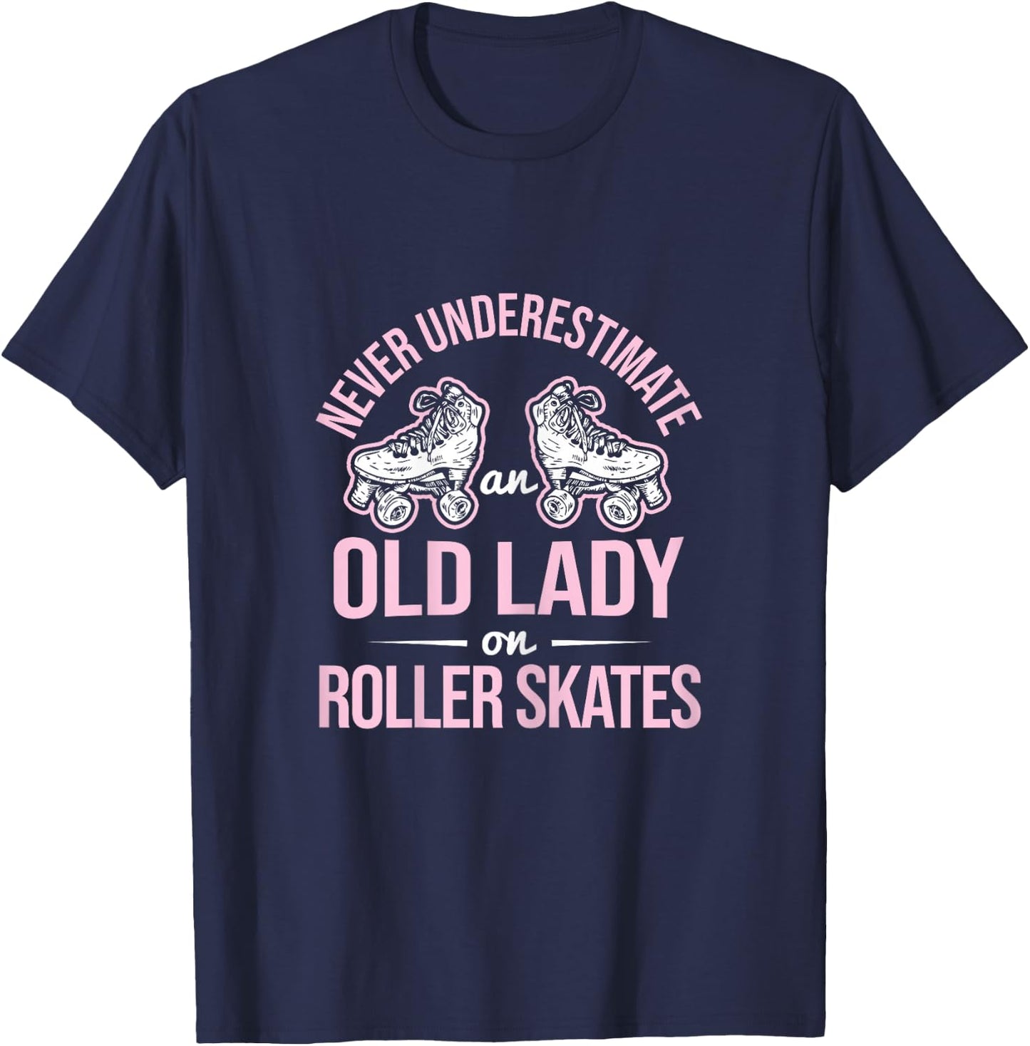 Old Lady On Roller Derby Roller Skating Roller Skate T-Shirt - T-Shirt | Navy