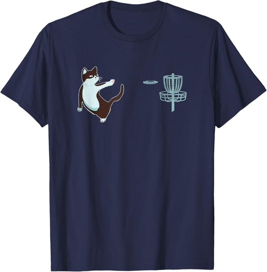 Disc Golf Cat Women Kids T-Shirt - T-Shirt | Navy