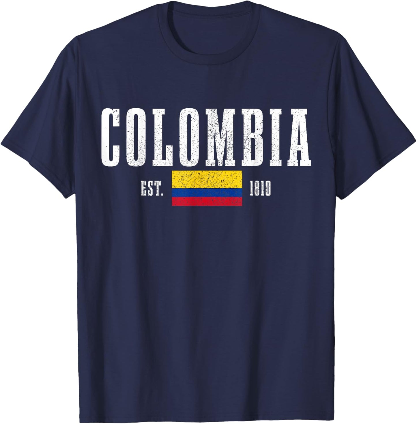 Colombia Est. 1810 Colombian Flag Vintage Colombia T-Shirt - T-Shirt | Navy
