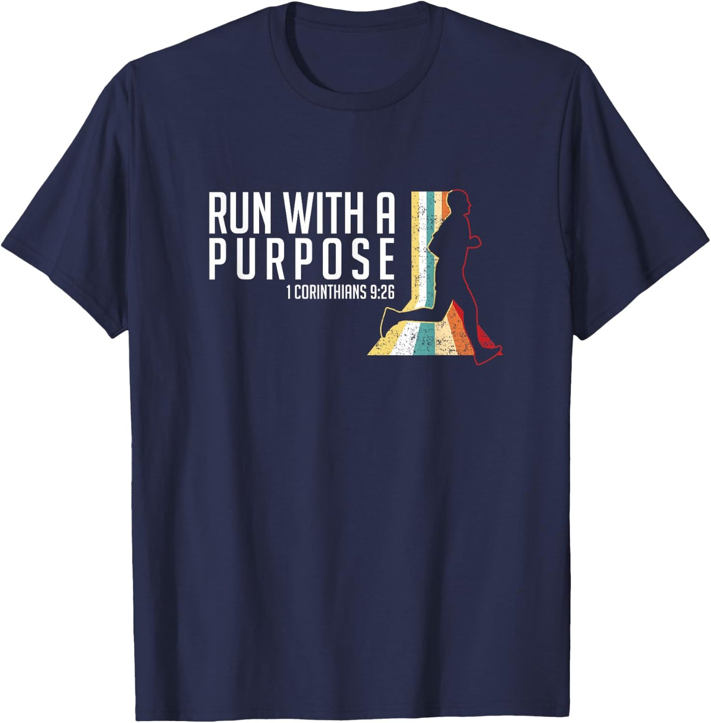 Bible Verse 1 Corinthians 9 26 Running Fitness T-Shirt - T-Shirt | Navy
