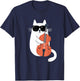 Funny Cat Wearing Sunglasses Playing Double Bass Musician T-Shirt - T-Shirt | Navy