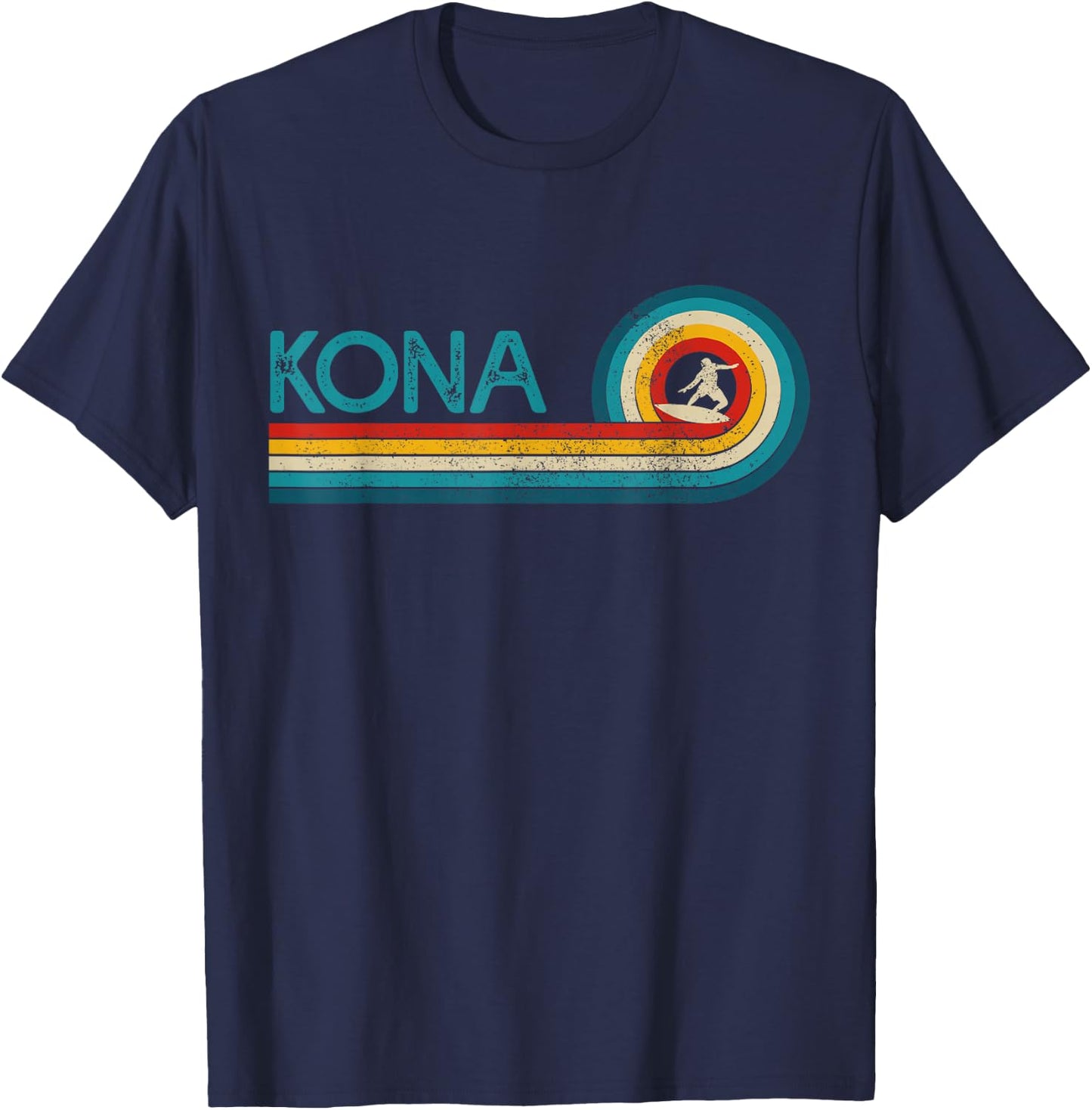 Kona Hawaii Vintage Surfer Souvenir Surf T-Shirt - T-Shirt | Navy