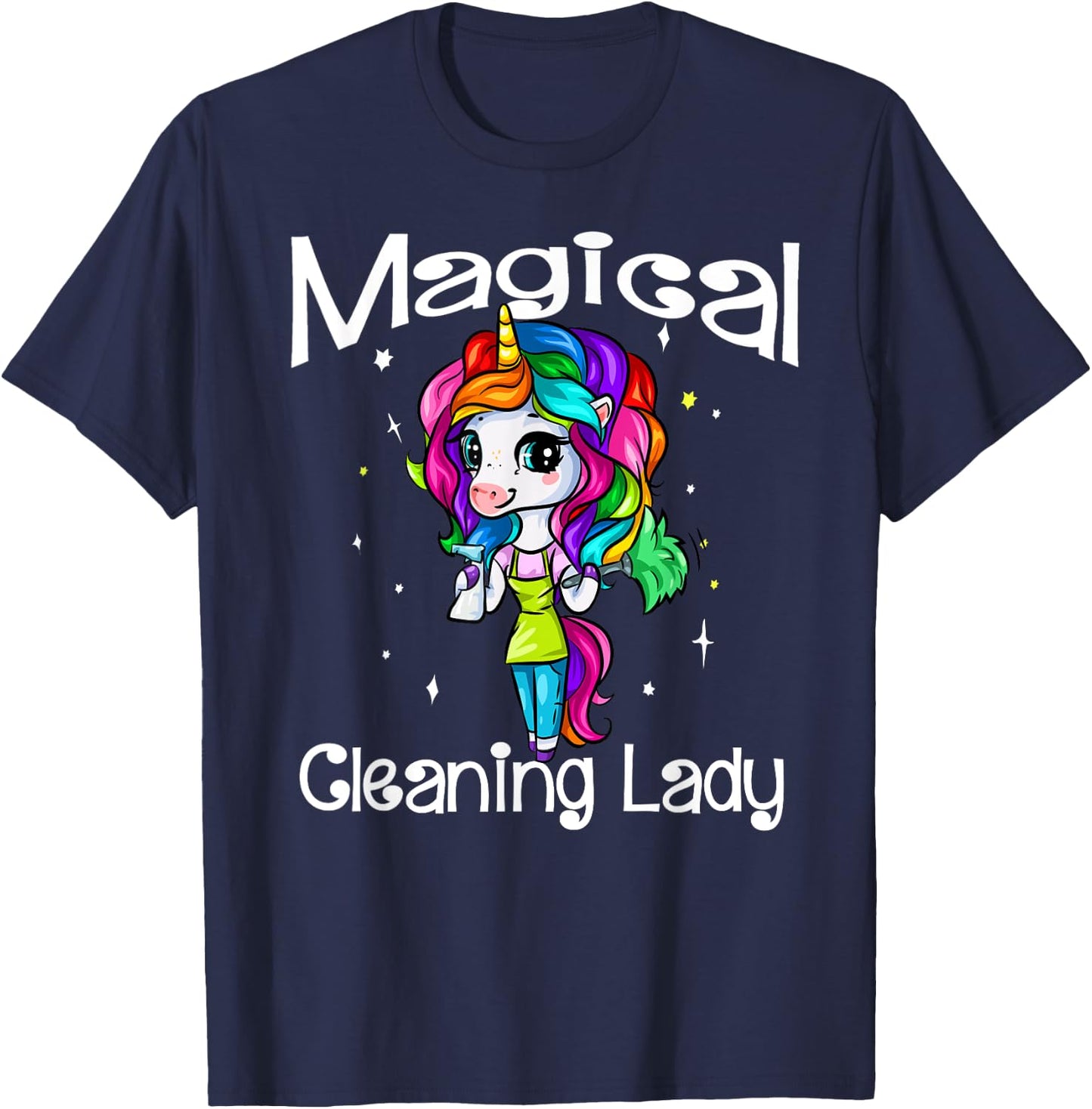 Magical Cleaning Lady Unicorn Girl Housekeeping Maid Service T-Shirt - T-Shirt | Navy