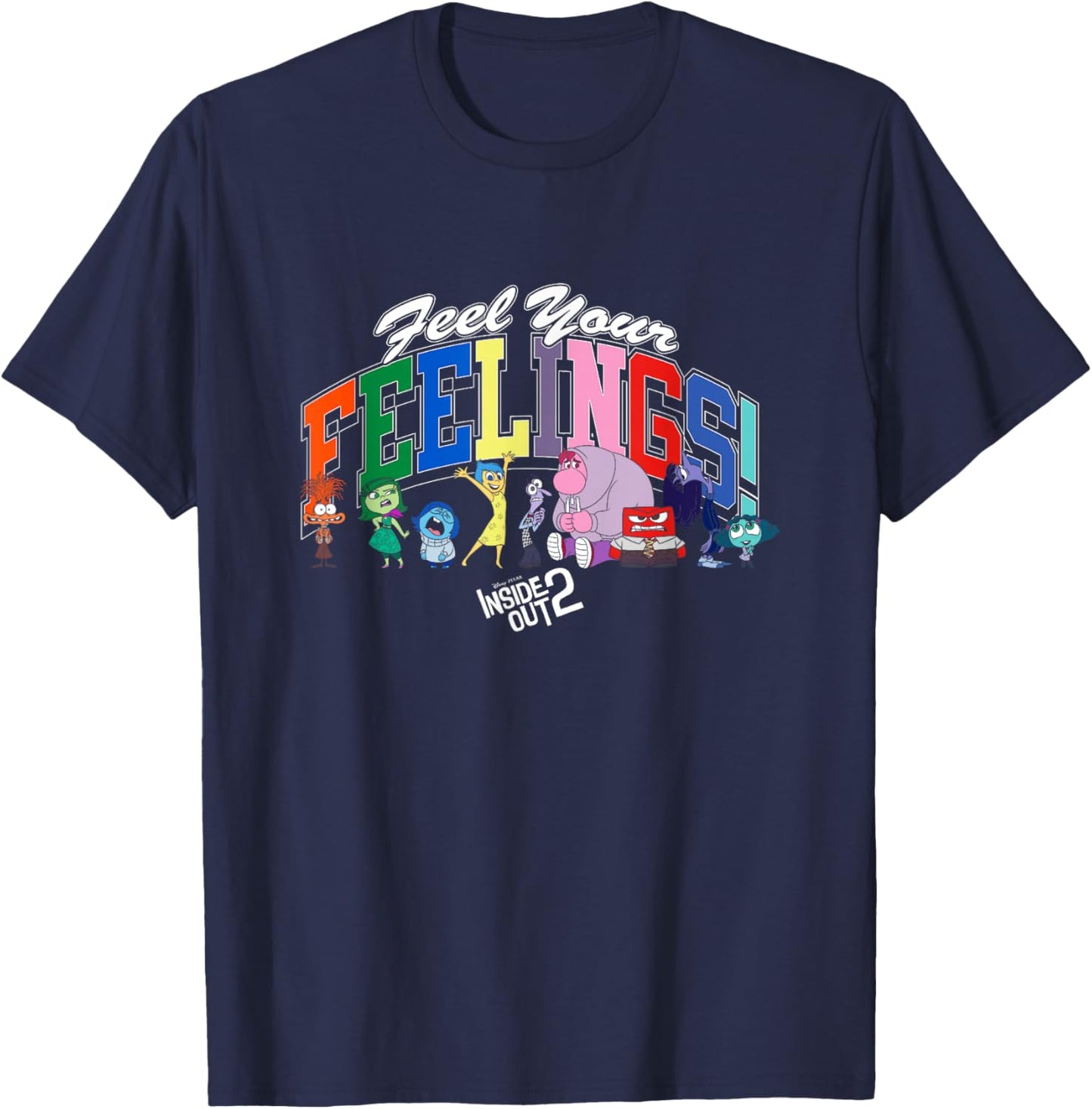 Disney Pixar Inside Out 2 Feel Your Feelings! Emotions Logo T-Shirt - T-Shirt | Navy