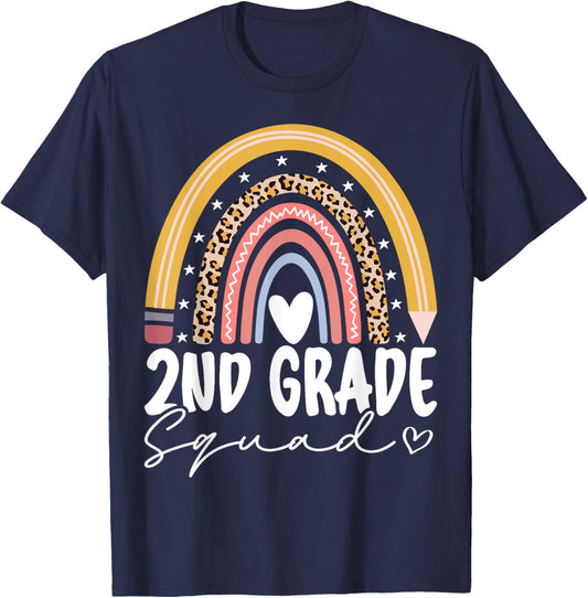 Second Grade Squad 2nd Grade Team Retro First Day of School T-Shirt - T-Shirt | Navy