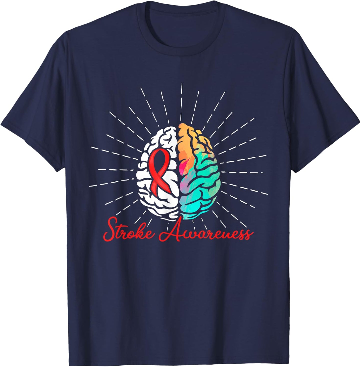 Stroke Awareness Survivor Treatment Strong Warrior T-Shirt - T-Shirt | Navy