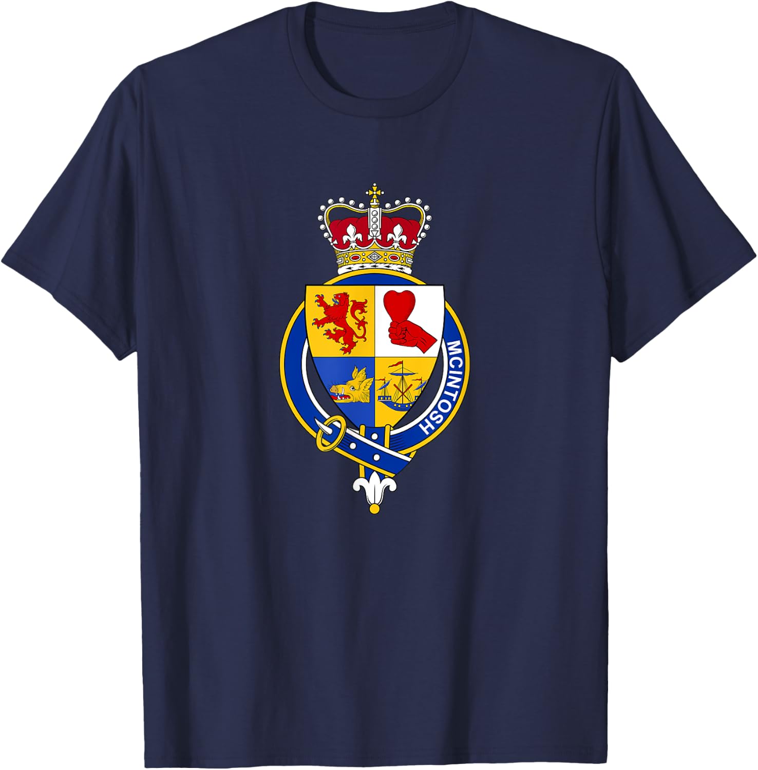 McIntosh Coat of Arms - Family Crest T-Shirt - T-Shirt | Navy