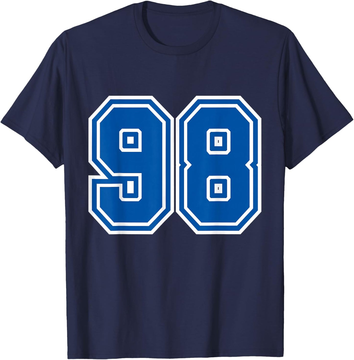 Blue Sports Team Number #98 T-Shirt - T-Shirt | Navy