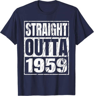 Straight Outta 1959 Classic 1959 Men Women Birthday Vintage T-Shirt - T-Shirt | Navy