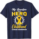 Grandson Childhood Ribbon Support Cancer Awareness Gift T-Shirt - T-Shirt | Navy