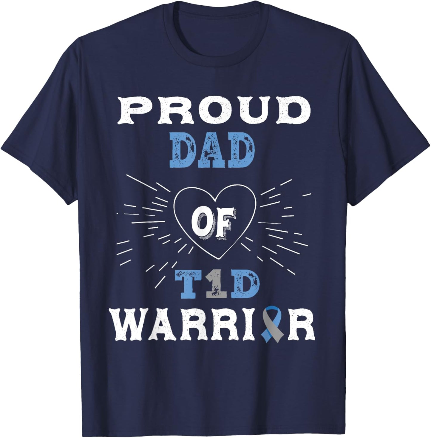 T1D Proud Dad Diabetes Awareness Type 1 Insulin Pancreas T-Shirt - T-Shirt | Navy