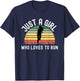 Retro Vintage Just A Girl Who Loves To Run, Female Runner T-Shirt - T-Shirt | Navy