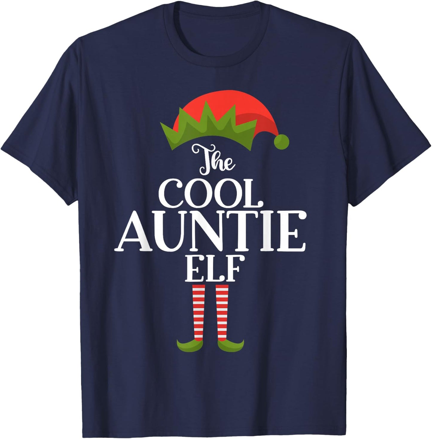 The Cool Auntie Elf Xmas Funny Family Matching Christmas T-Shirt - T-Shirt | Navy