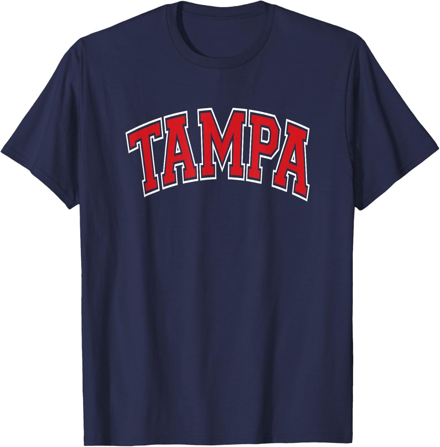 133 Apparel Tampa FL Tampa Arched Red Text T-Shirt - T-Shirt | Navy