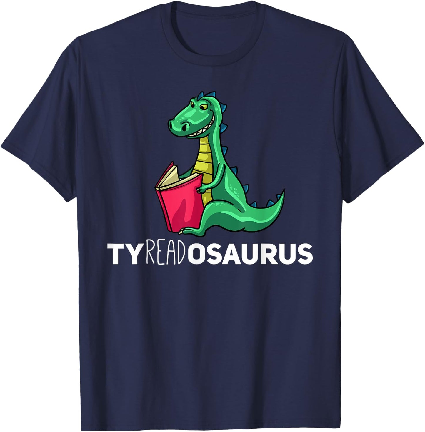 Teachersaurus Dinosaur Gift Reading Book Reader T-Shirt - T-Shirt | Navy