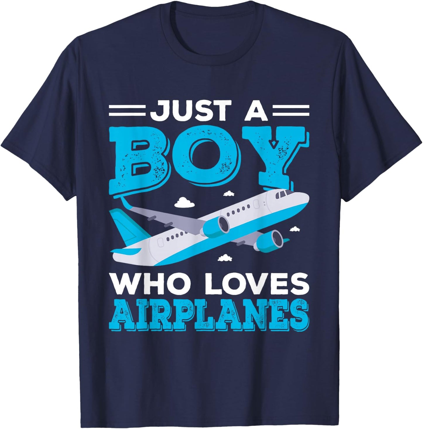 Just A Boy Who Loves Airplanes Funny Plane Lover Boys Gift T-Shirt - T-Shirt | Navy