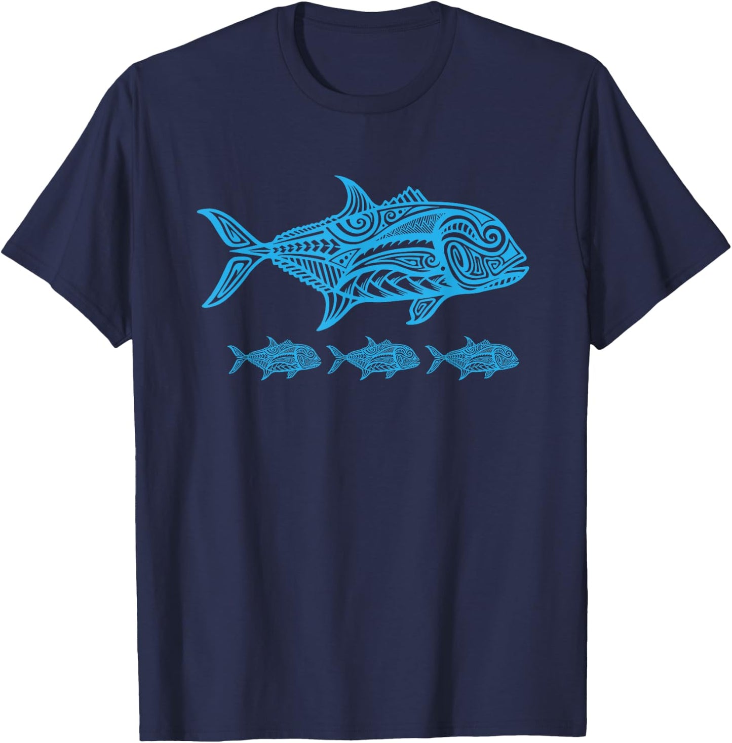 Ulua Fishing Native Hawaiian - Hawaiian Tribal T-Shirt - T-Shirt | Navy