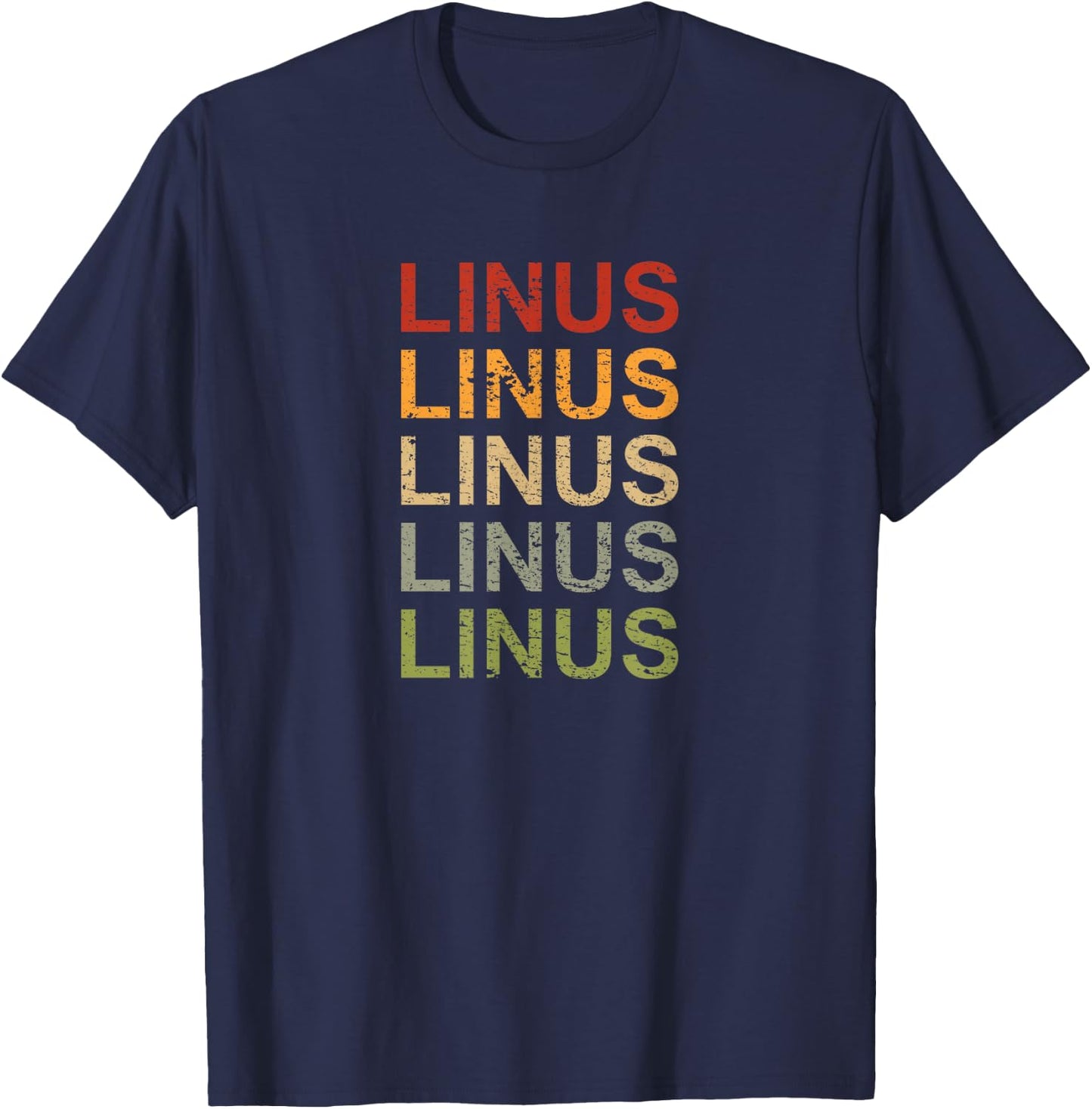 Retro Linus Personalised, Linus Name, Man Linus T-Shirt - T-Shirt | Navy
