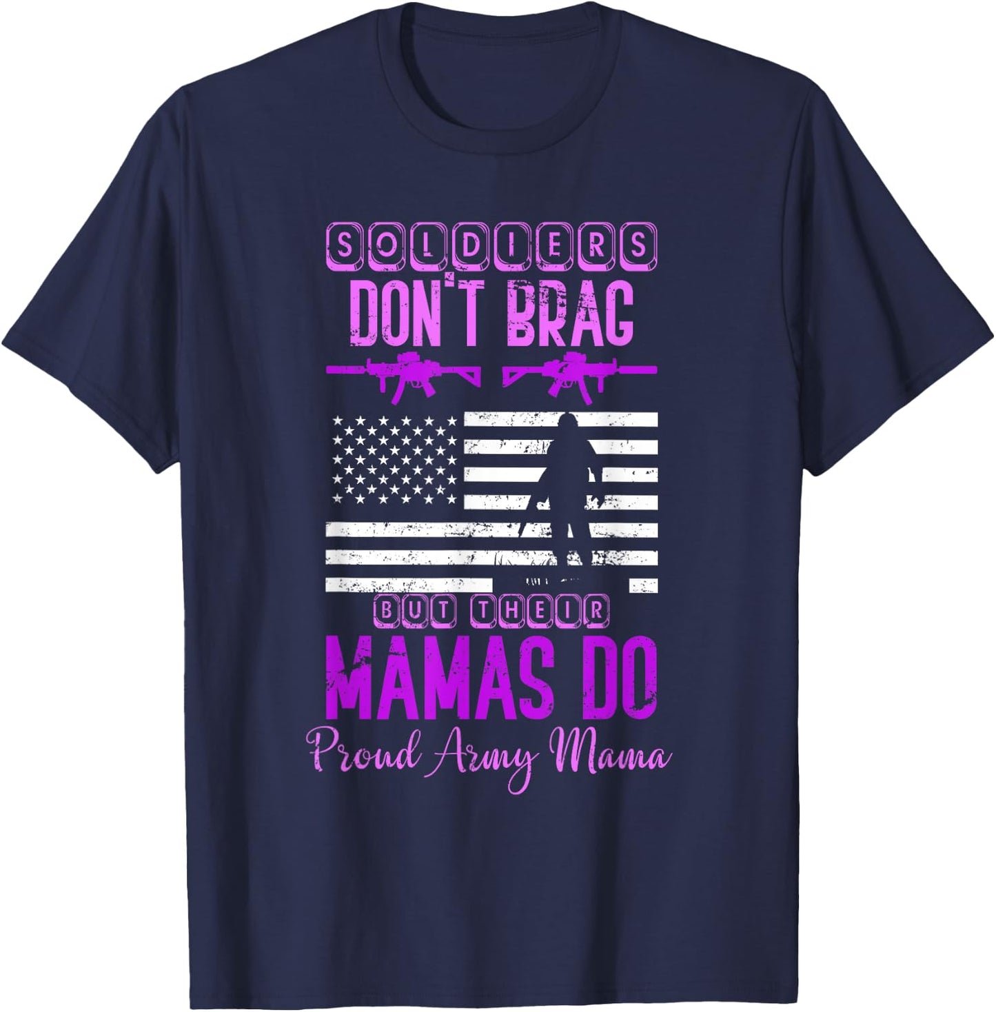 Soldiers Mom Mothers Day Gift Proud Army Mother T-Shirt - T-Shirt | Navy