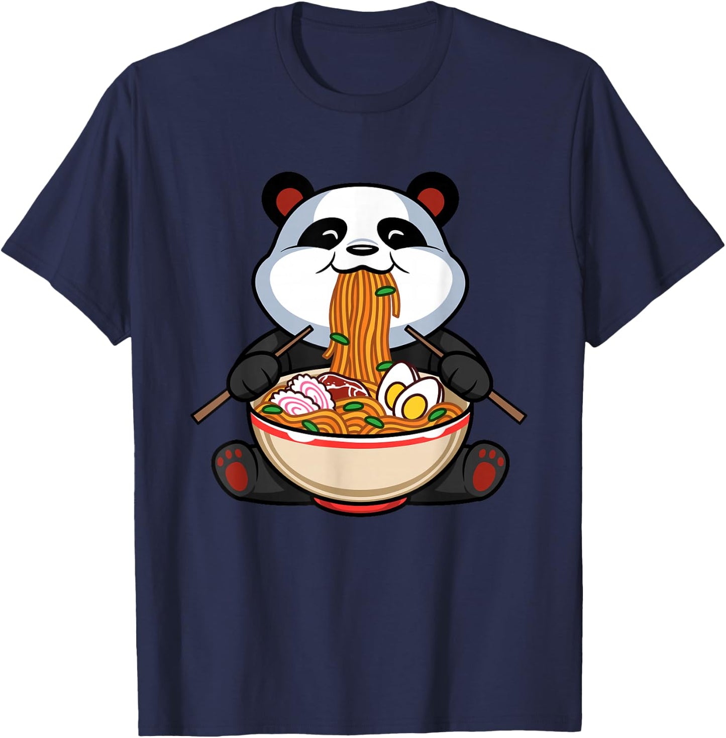 Funny Cute Kawaii Panda Ramen Noodles Japanese Anime Gift T-Shirt - T-Shirt | Navy