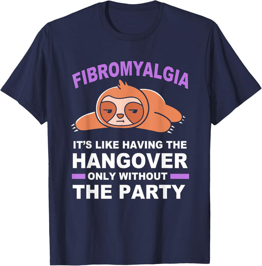 Purple Sloth Funny Fibromyalgia T-Shirt - T-Shirt | Navy
