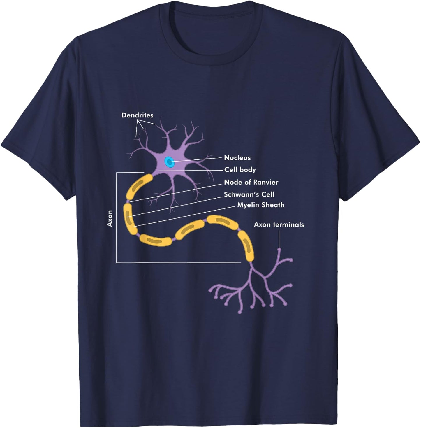 Anatomy of Neuron Neurologist Gift T-Shirt - T-Shirt | Navy