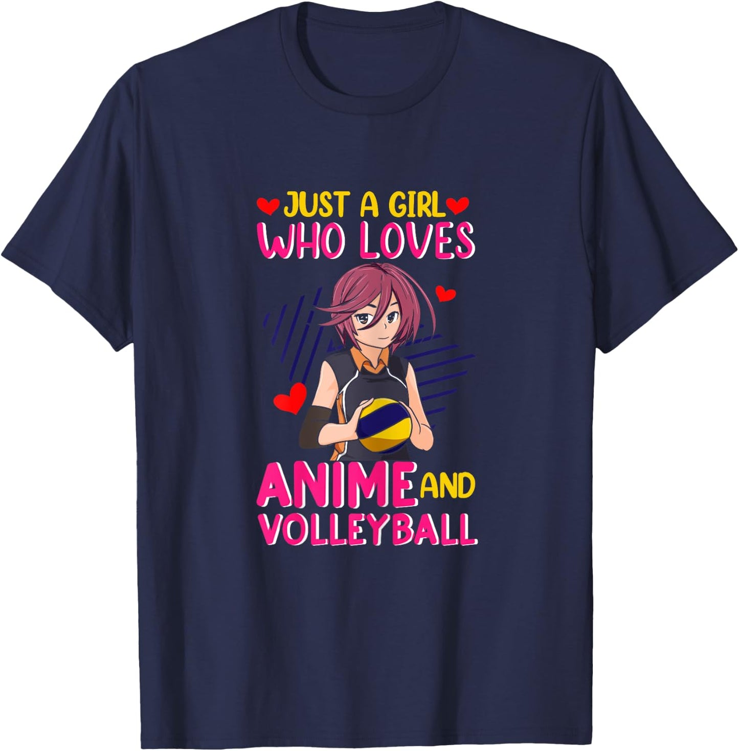 Just A Girl Who Loves Anime and Volleyball - Kawaii T-Shirt - T-Shirt | Navy
