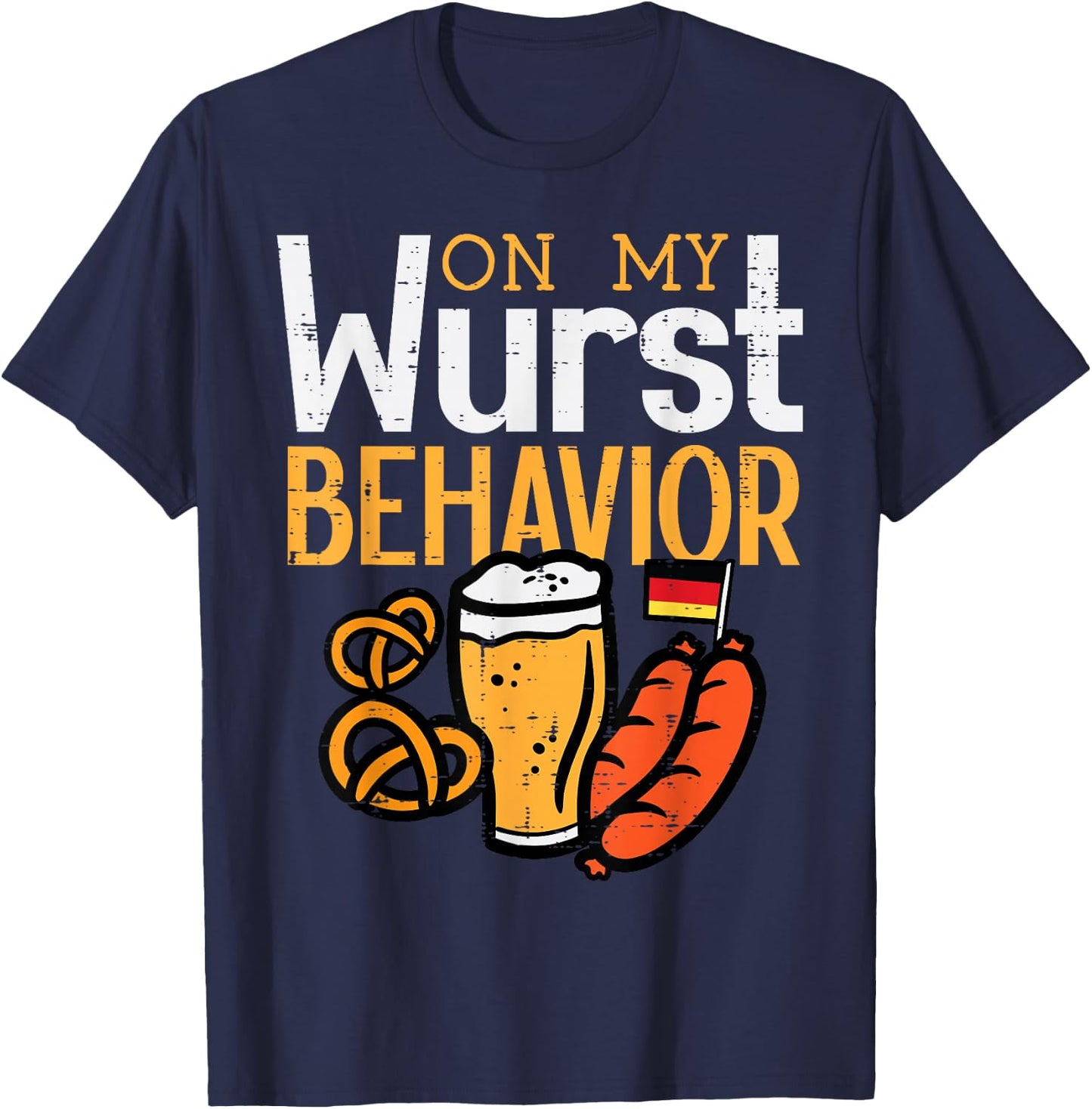Oktoberfest Wurst Behavior Fun German Costume Men Women Kids T-Shirt - T-Shirt | Navy