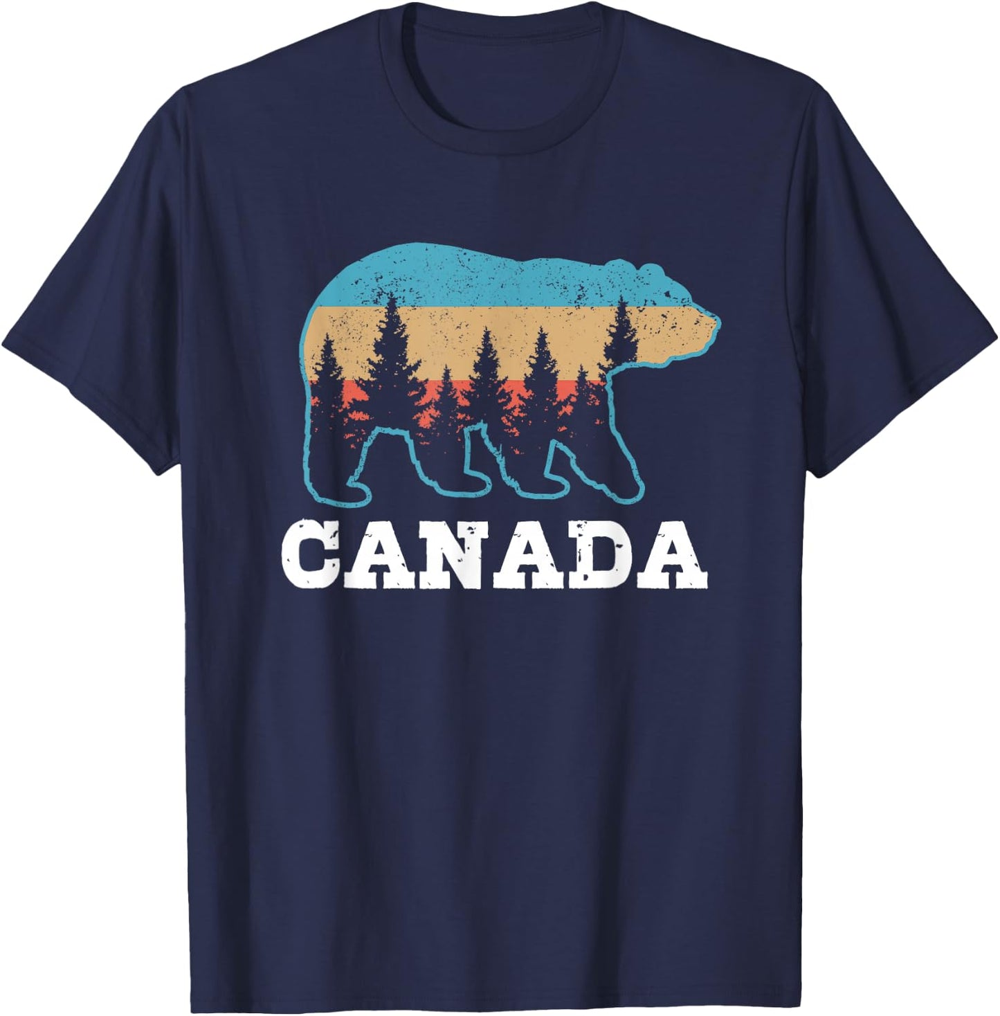 Canada Vintage Grizzly Bear Nature Souvenir Gift T-Shirt - T-Shirt | Navy