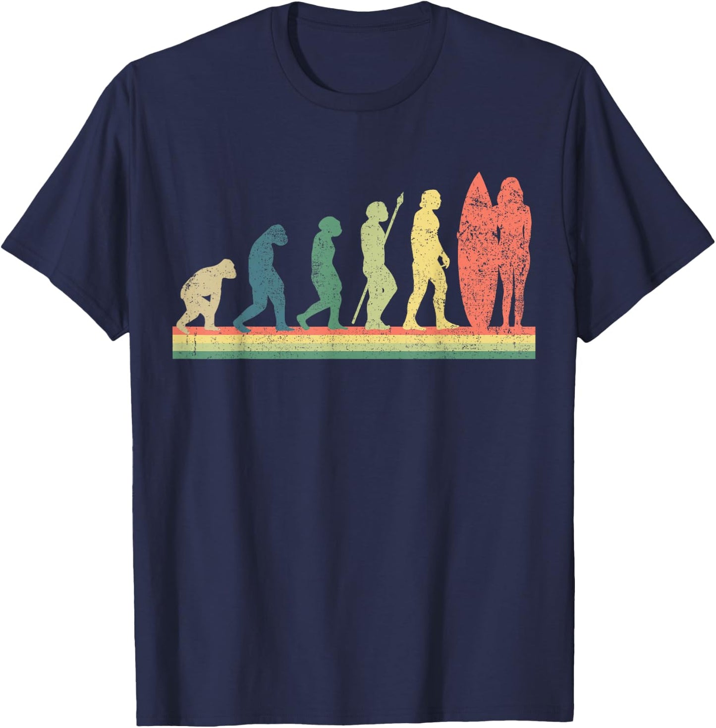 Surfing Surfboard Surfer Girl Retro T-Shirt - T-Shirt | Navy