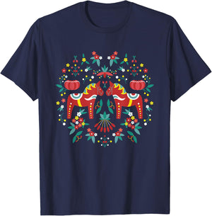 Sweden Dala Horse I North Stockholm Sweden North Cape Sweden T-Shirt - T-Shirt | Navy