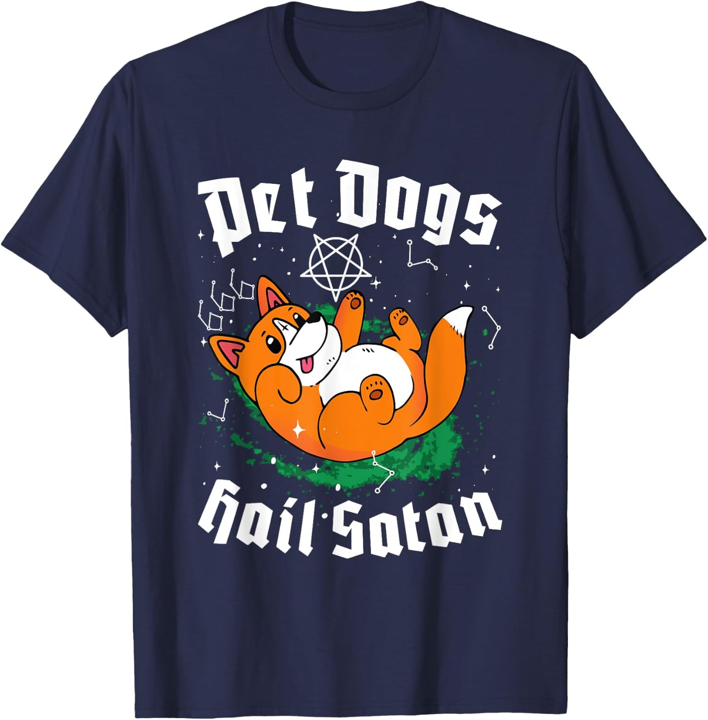 Pet Dogs Hail Satan Kawaii Satanic Dog Astrology Witchcraft Men Women T-Shirt - T-Shirt | Navy