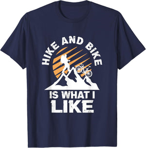 Hiking Mountains Bicycle Mountain Bike Biker Pedals Gift T-Shirt - T-Shirt | Navy